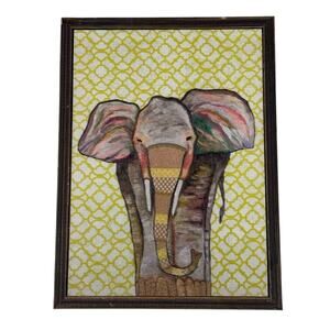 Eli Halpin “Trendy Trunk” Elephant Wall Art 5.5”x7 Framed Canvas Print GreenBox